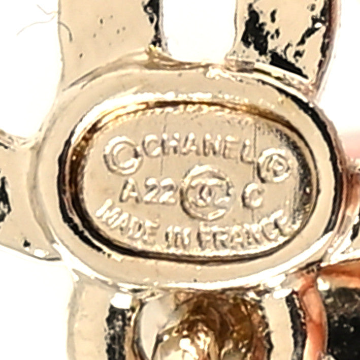 Chanel Crystal CC Tear Drop Earrings Gold 4 of 4