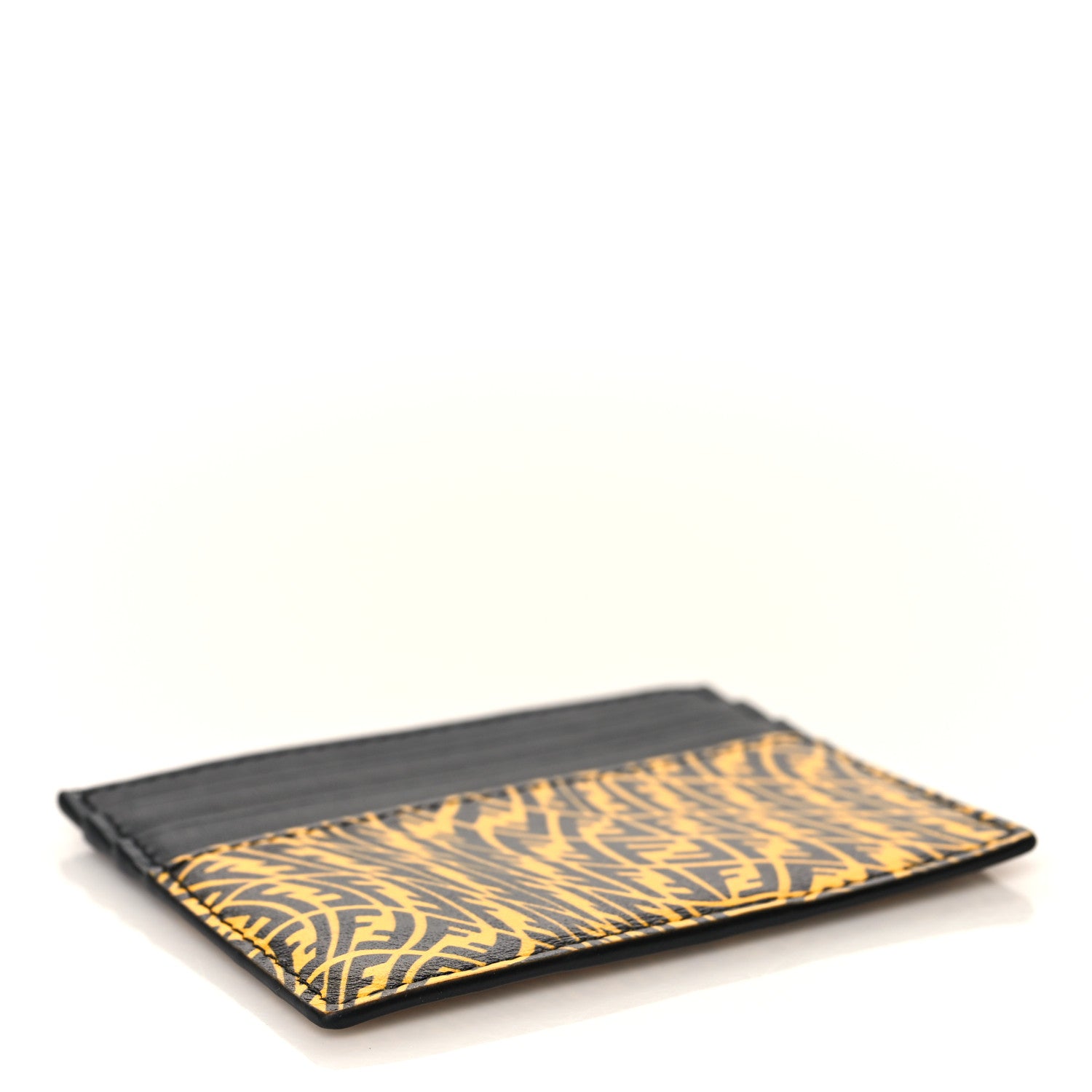 Fendi X SARAH COLEMAN Vitello Grace Light Micro FF Vertigo Embossed Card Holder Yellow Black 4 of 7