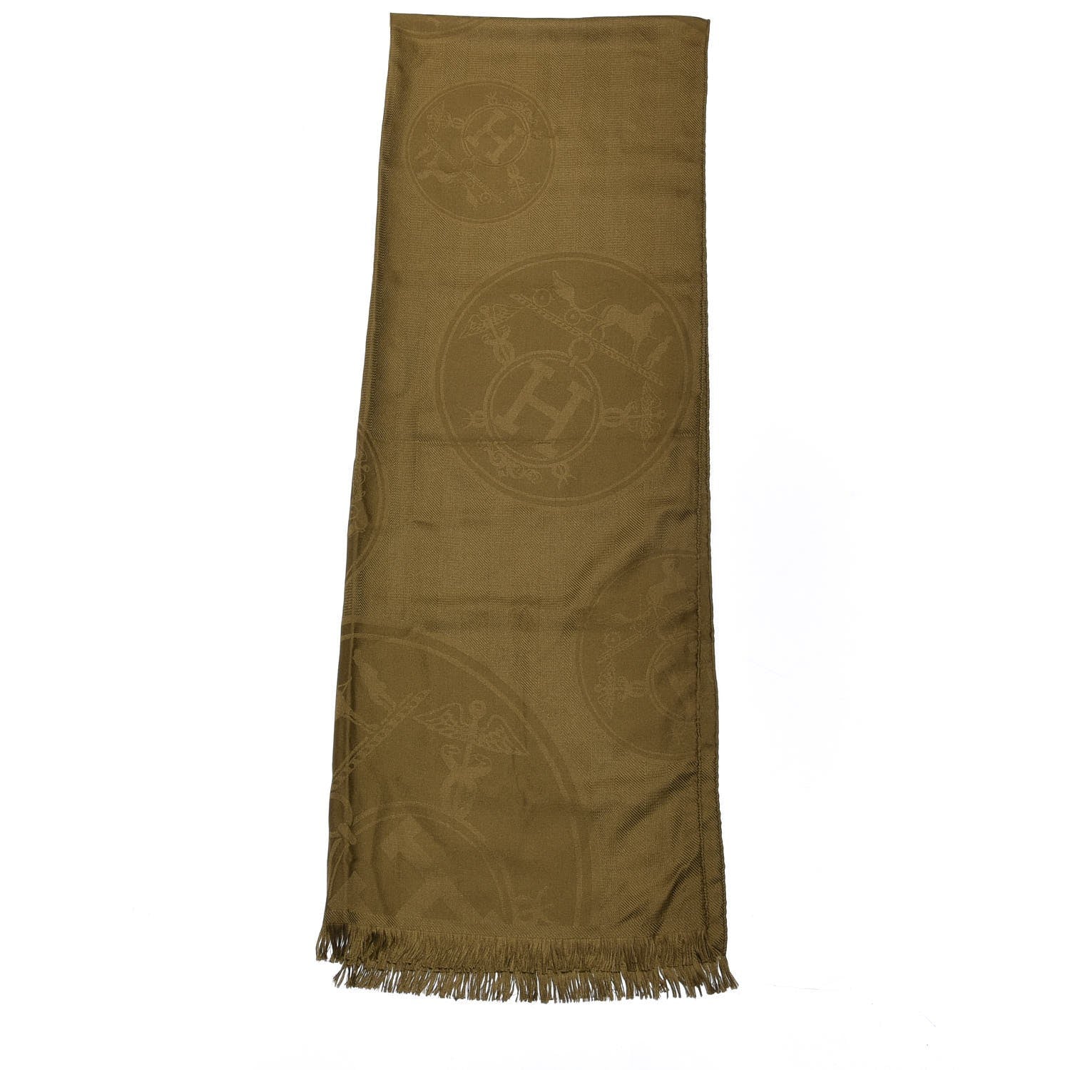 Hermes Cashmere Silk New Libris Stole Kaki 3 of 4