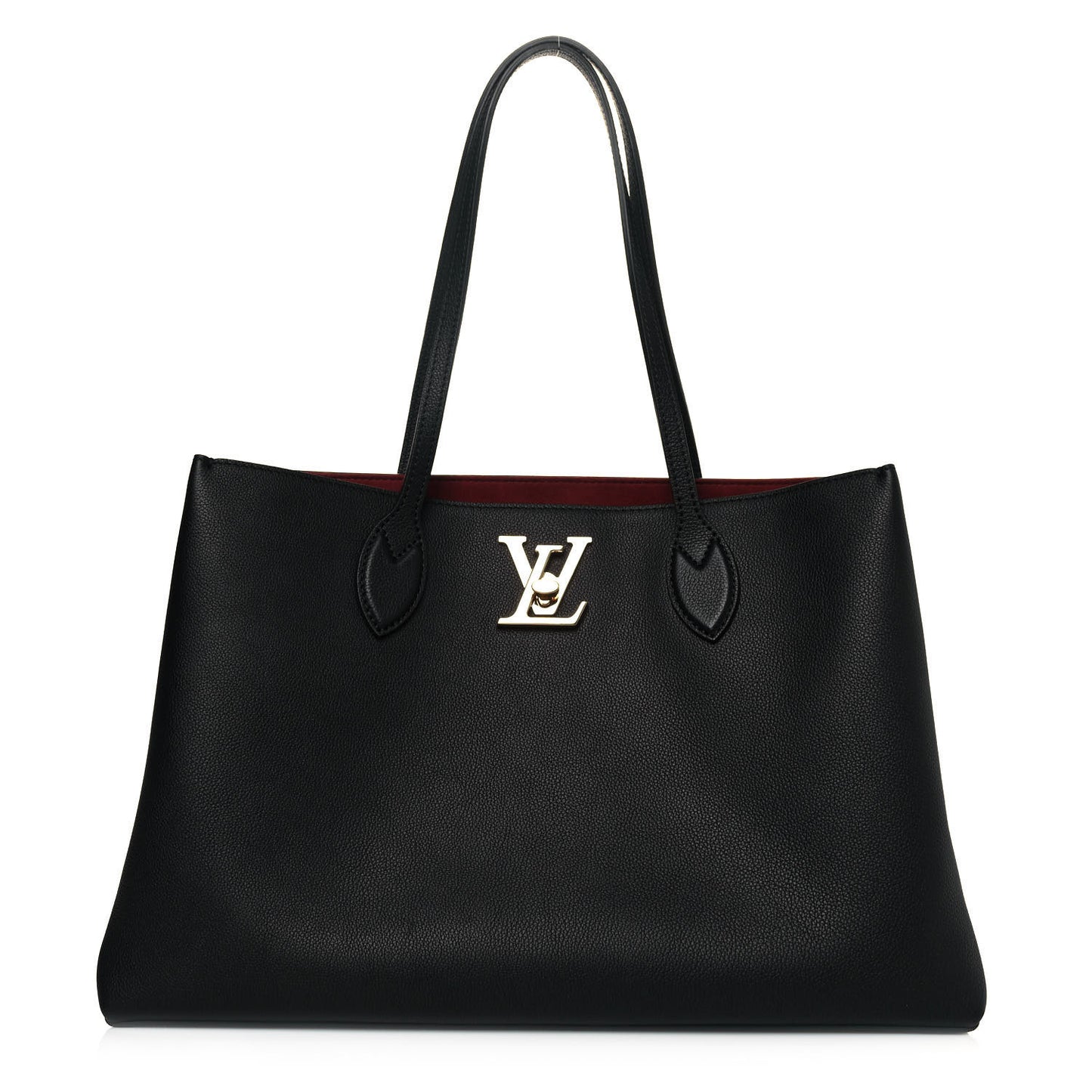 Grained Calfskin Lockme Shopper Black