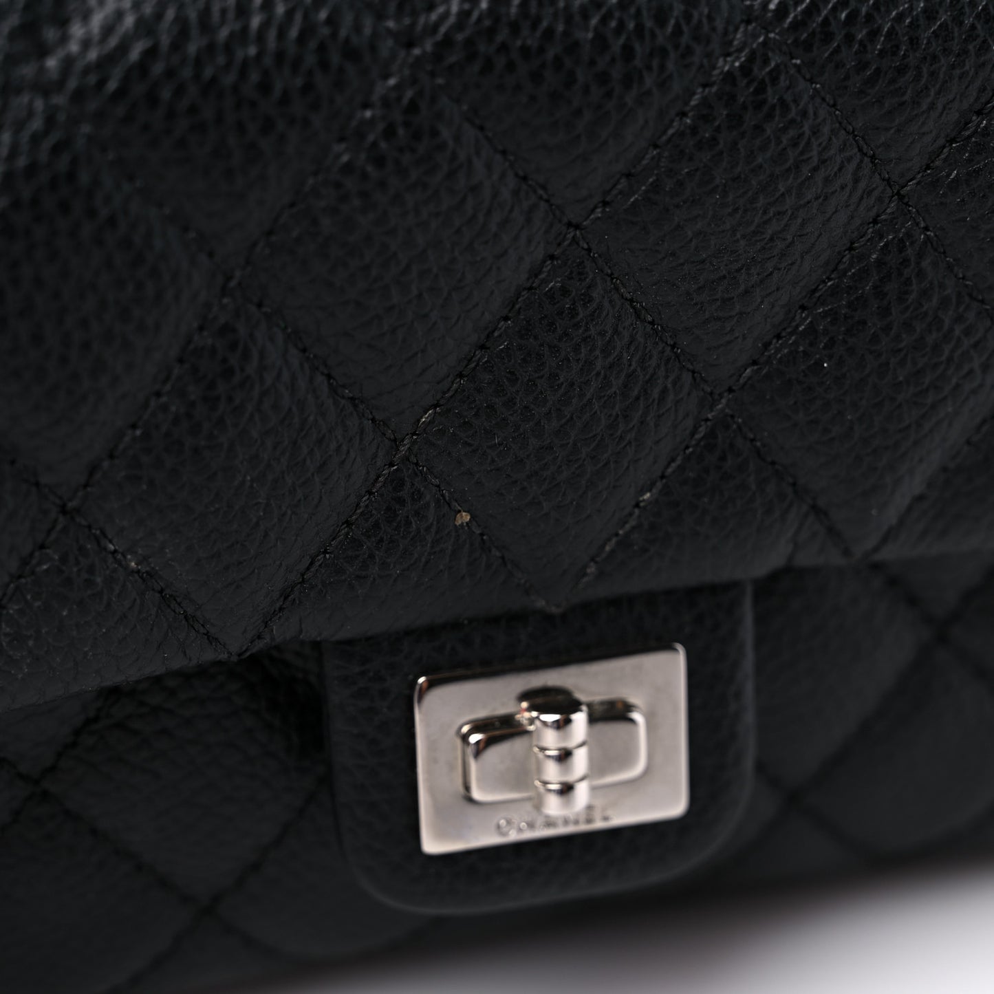Grained Calfskin Quilted 2.55 Reissue Flap Belt Bag Clutch Black