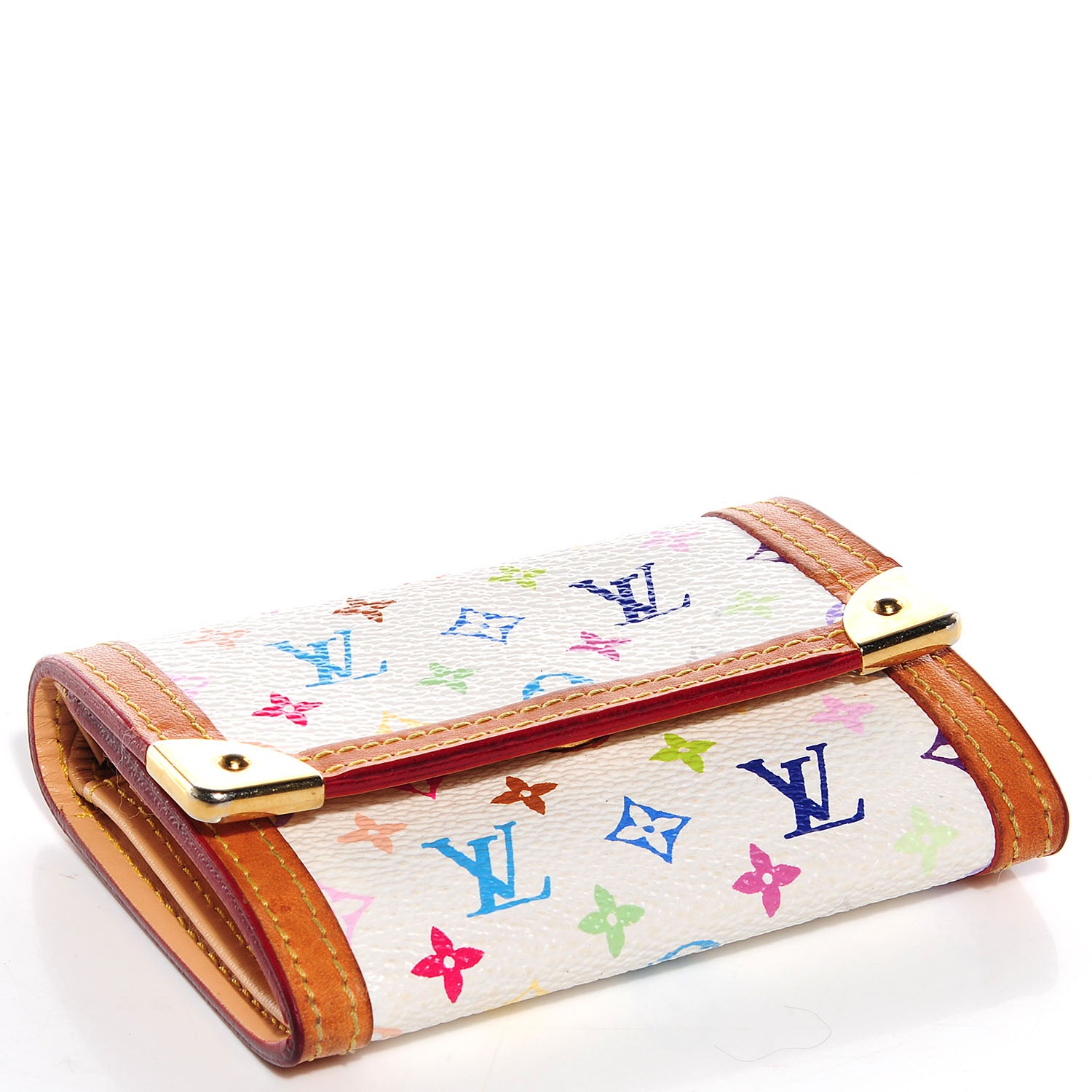 Louis Vuitton Monogram Multicolor Porte-Monnaie Plat Coin Purse White 4 of 7