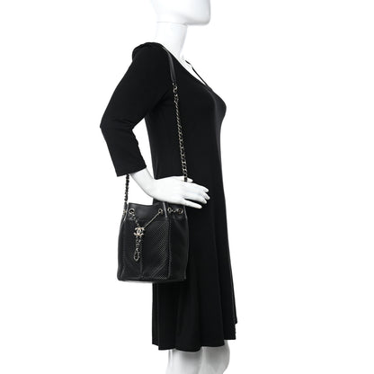 Chanel Lambskin Chevron Drawstring Bag Black 2 of 10