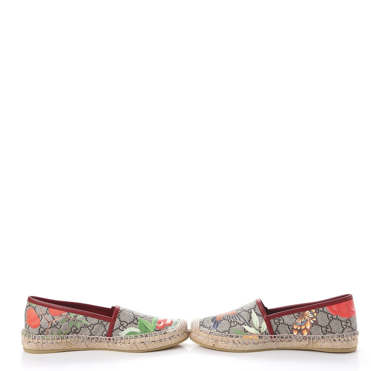 GG Supreme Monogram Tian Womens Espadrilles 35.5 Beige Multicolor Red