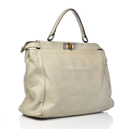 Fendi Goatskin Stingray Large Peekaboo Iconic Satchel White Pink 3 of 35