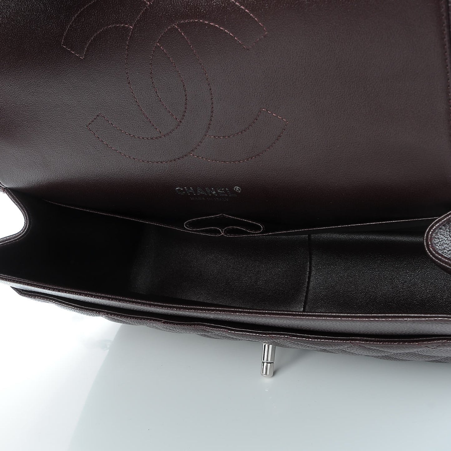 Caviar Quilted Jumbo Double Flap Burgundy