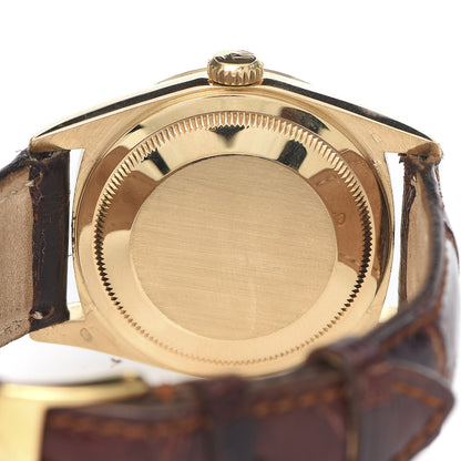 Rolex 18K Yellow Gold Alligator 36mm Oyster Perpetual Day-Date Watch Bright Blue 18238 5 of 8