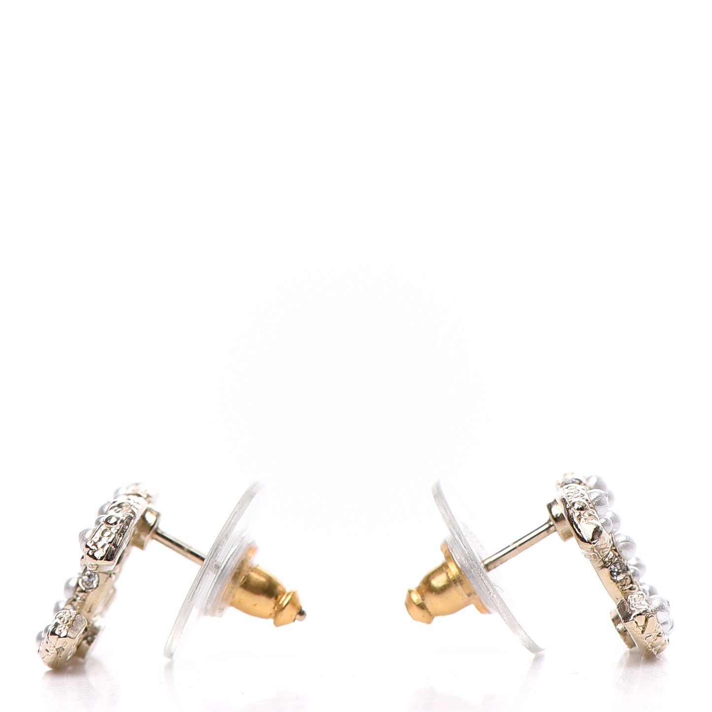Pearl Crystal CC Earrings Gold