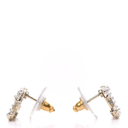 Chanel Pearl Crystal CC Earrings Gold 3 of 5