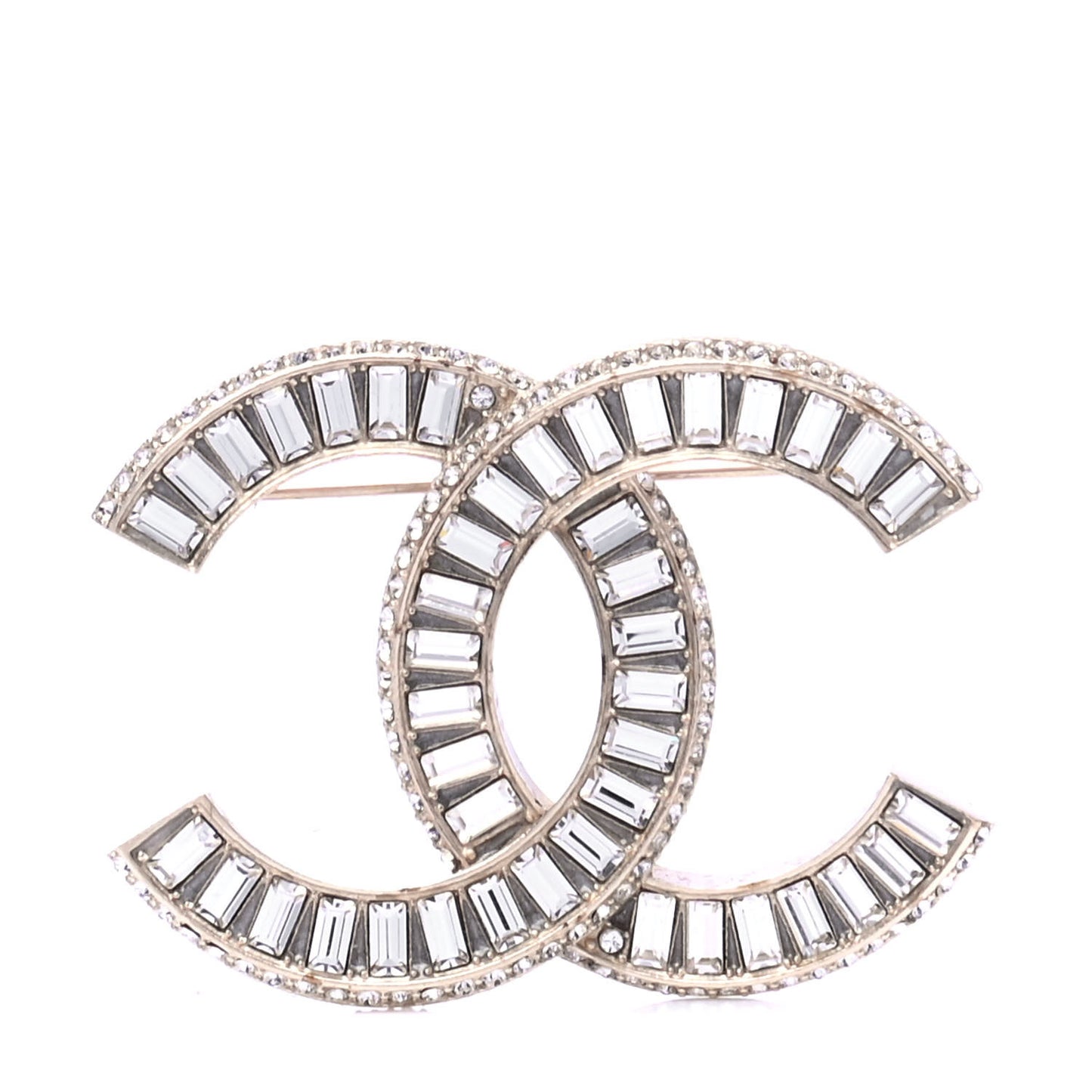 Baguette Crystal CC Brooch Gold
