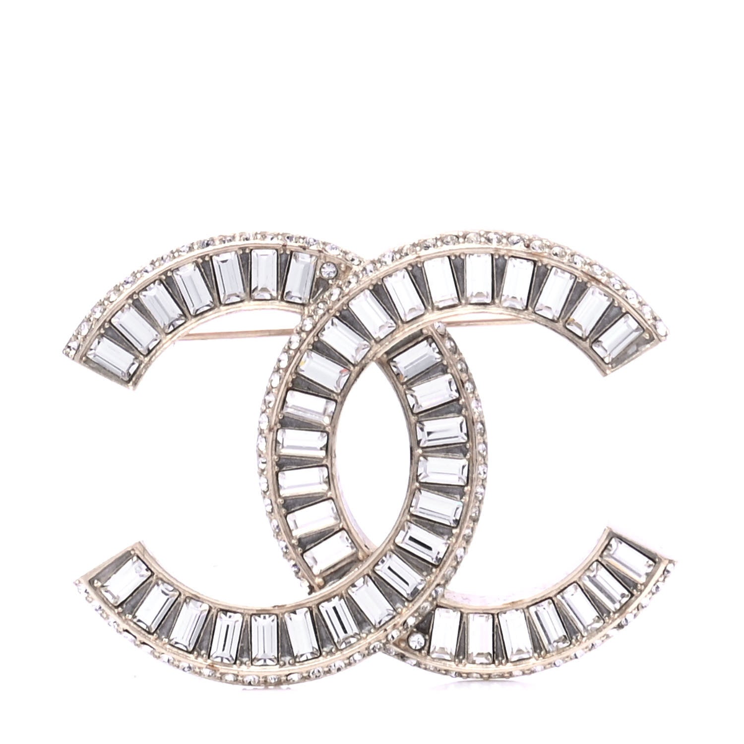 Chanel Baguette Crystal CC Brooch Gold 1 of 5