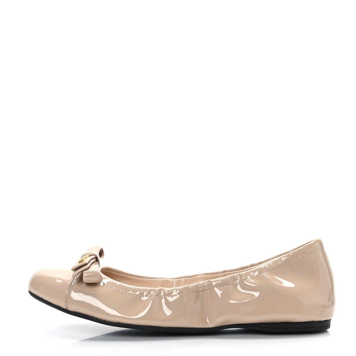 Prada Vernice Ballet Bow Flats 38 Beige 1 of 7