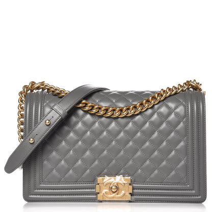 Chanel Lambskin Quilted New Medium Boy Flap Grey 1 of 8