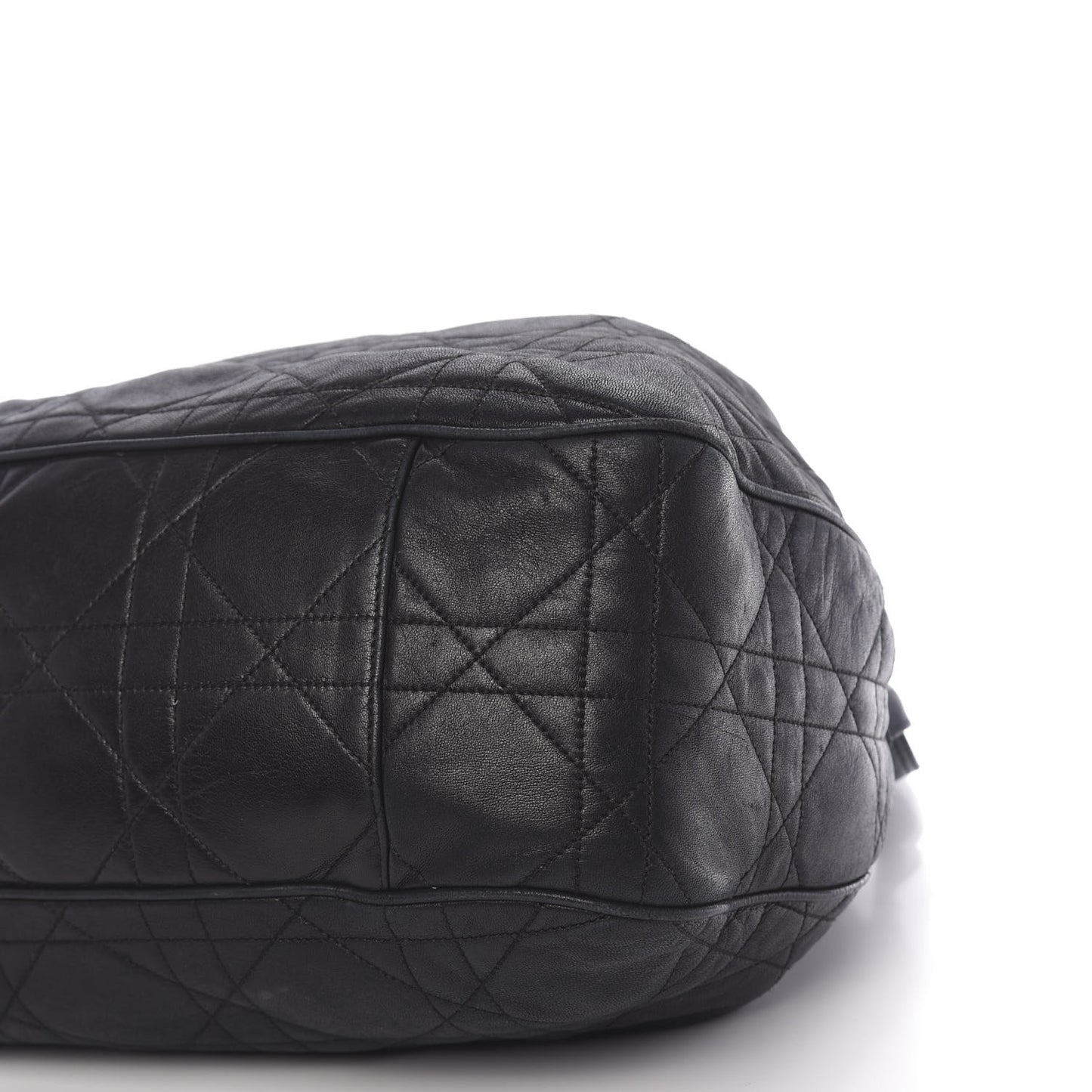 Lambskin Cannage Drawstring Bag Black