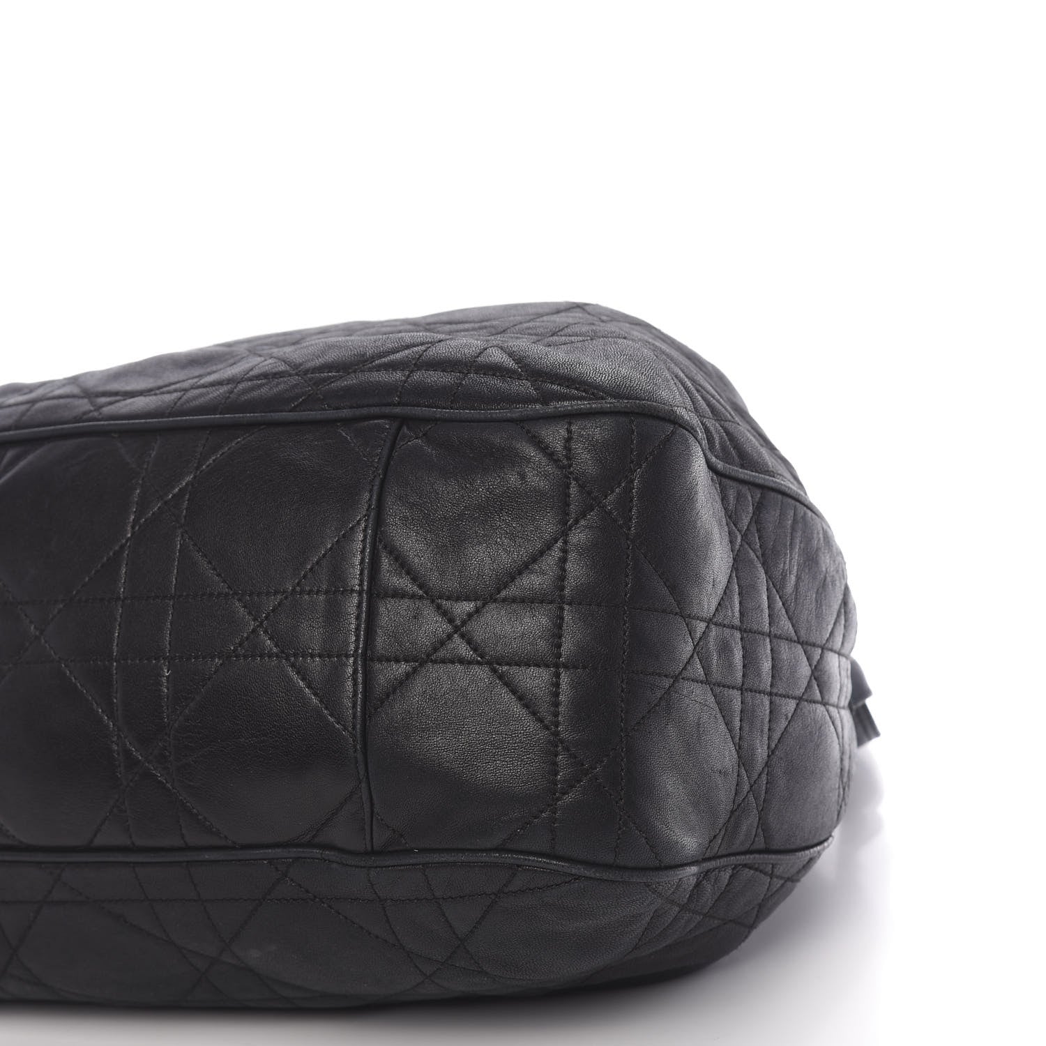 Christian Dior Lambskin Cannage Drawstring Bag Black 10 of 10