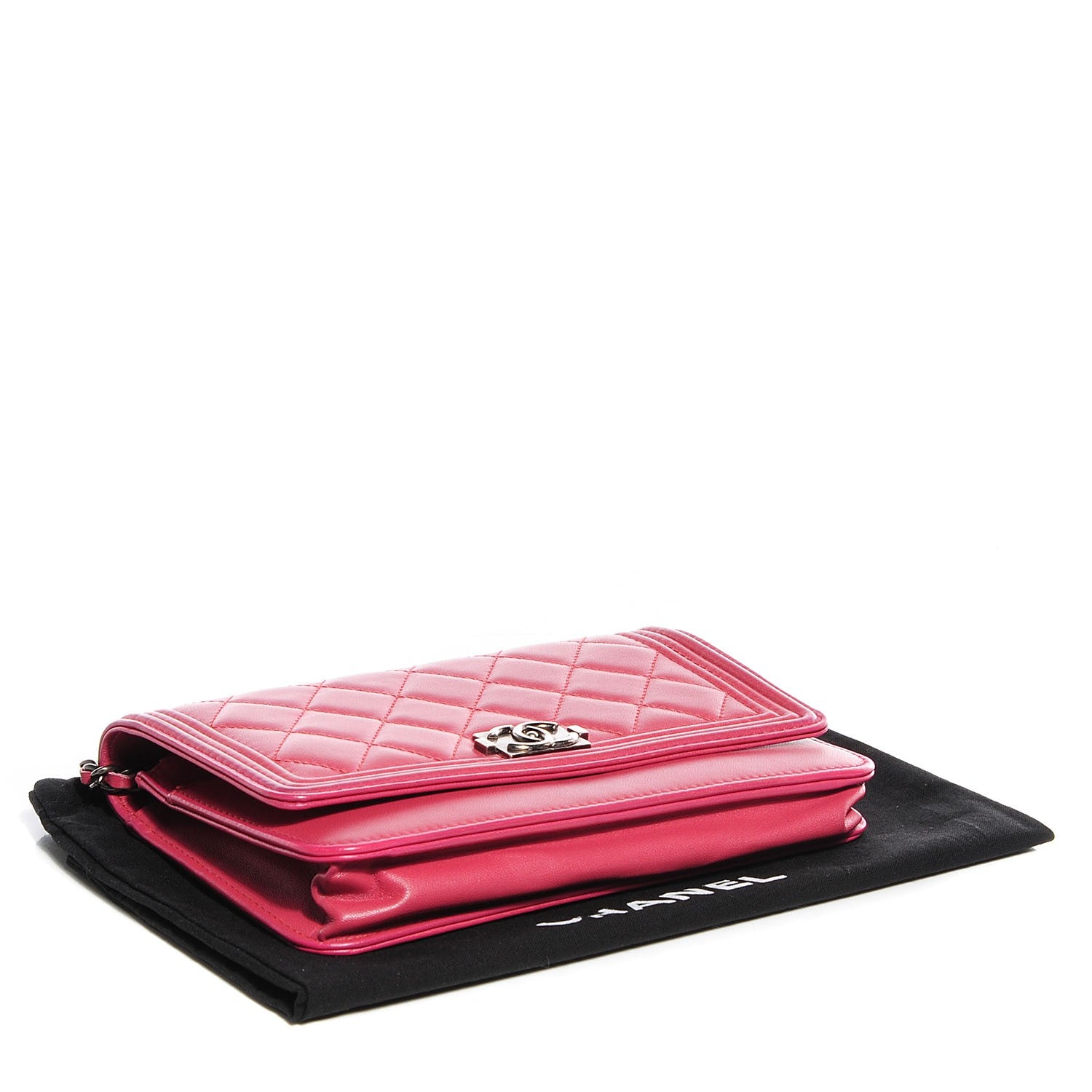 Chanel Lambskin Quilted Boy Wallet On Chain WOC Pink 4 of 8