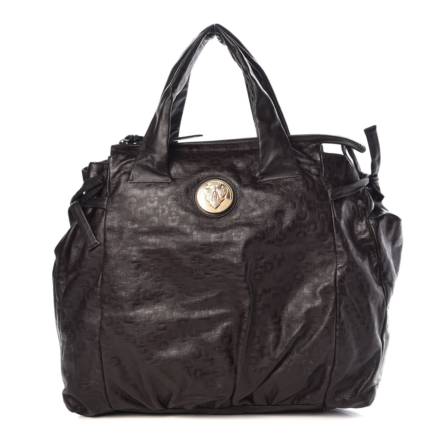 Gucci Calfskin Horsebit Embossed Large Hysteria Tote Chocolate 1 of 11