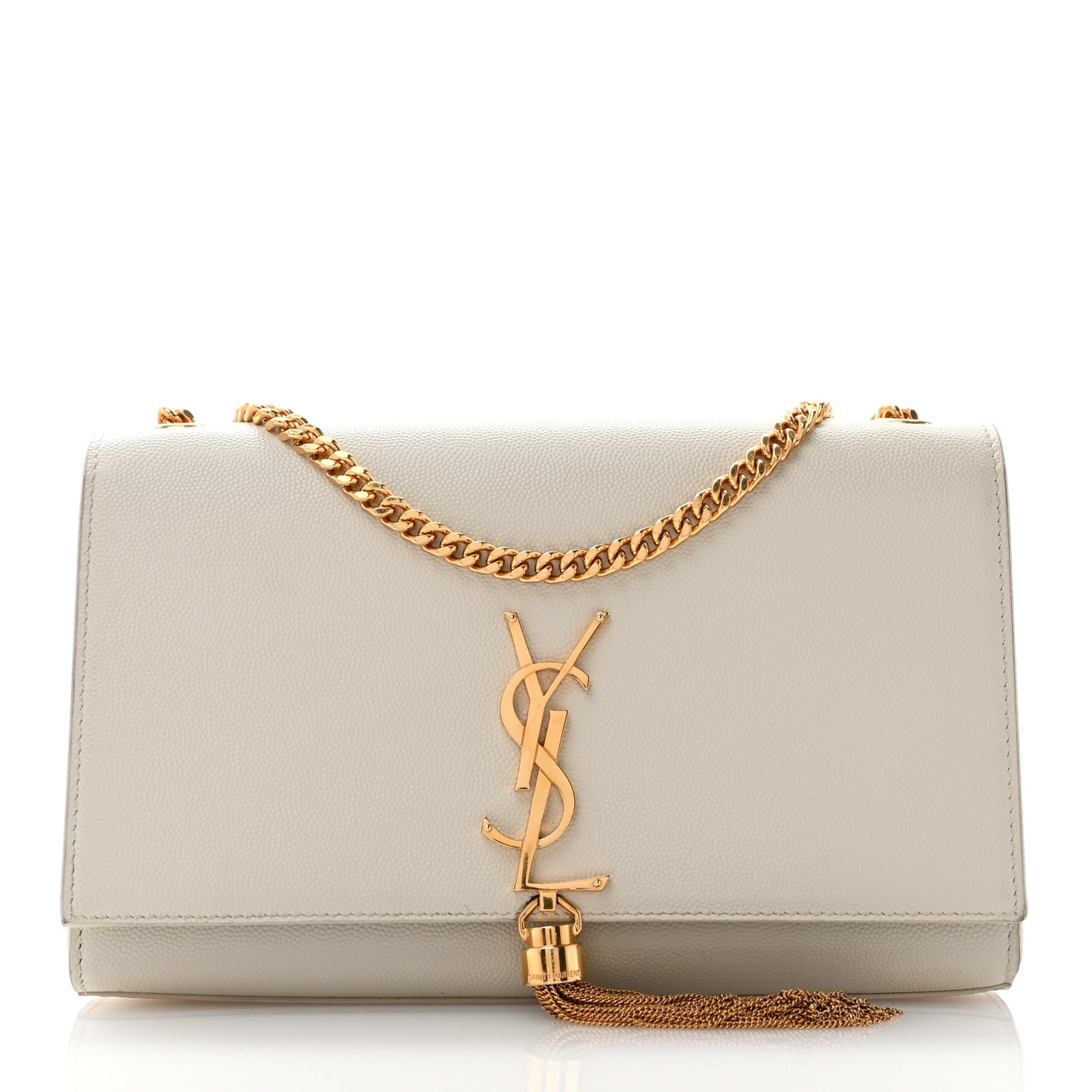 Grain De Poudre Calfskin Medium Classic Monogram Kate Tassel Satchel Crema Soft