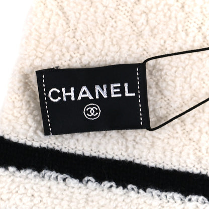 Chanel Cashmere Blend Knit CC Scarf White Black 3 of 3