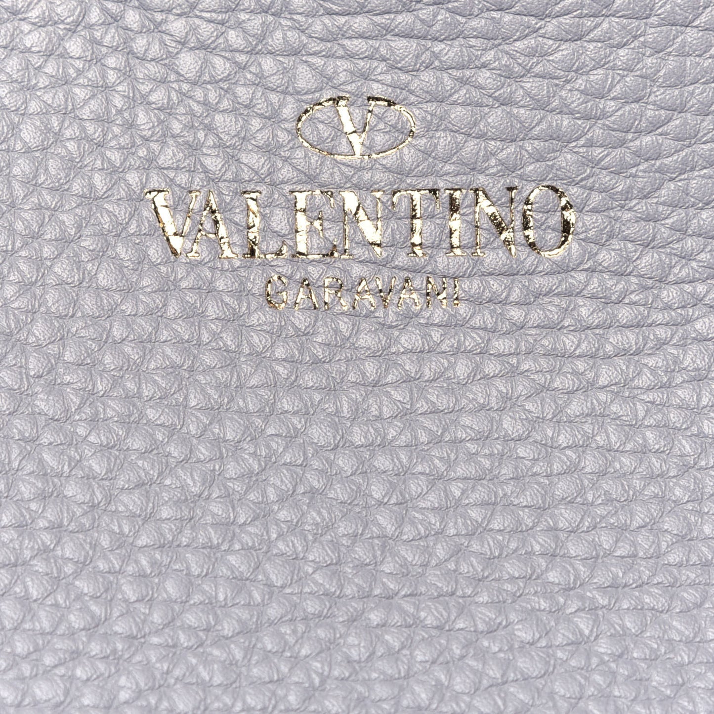 Grained Calfskin Rockstud Shoulder Tote Pastel Grey