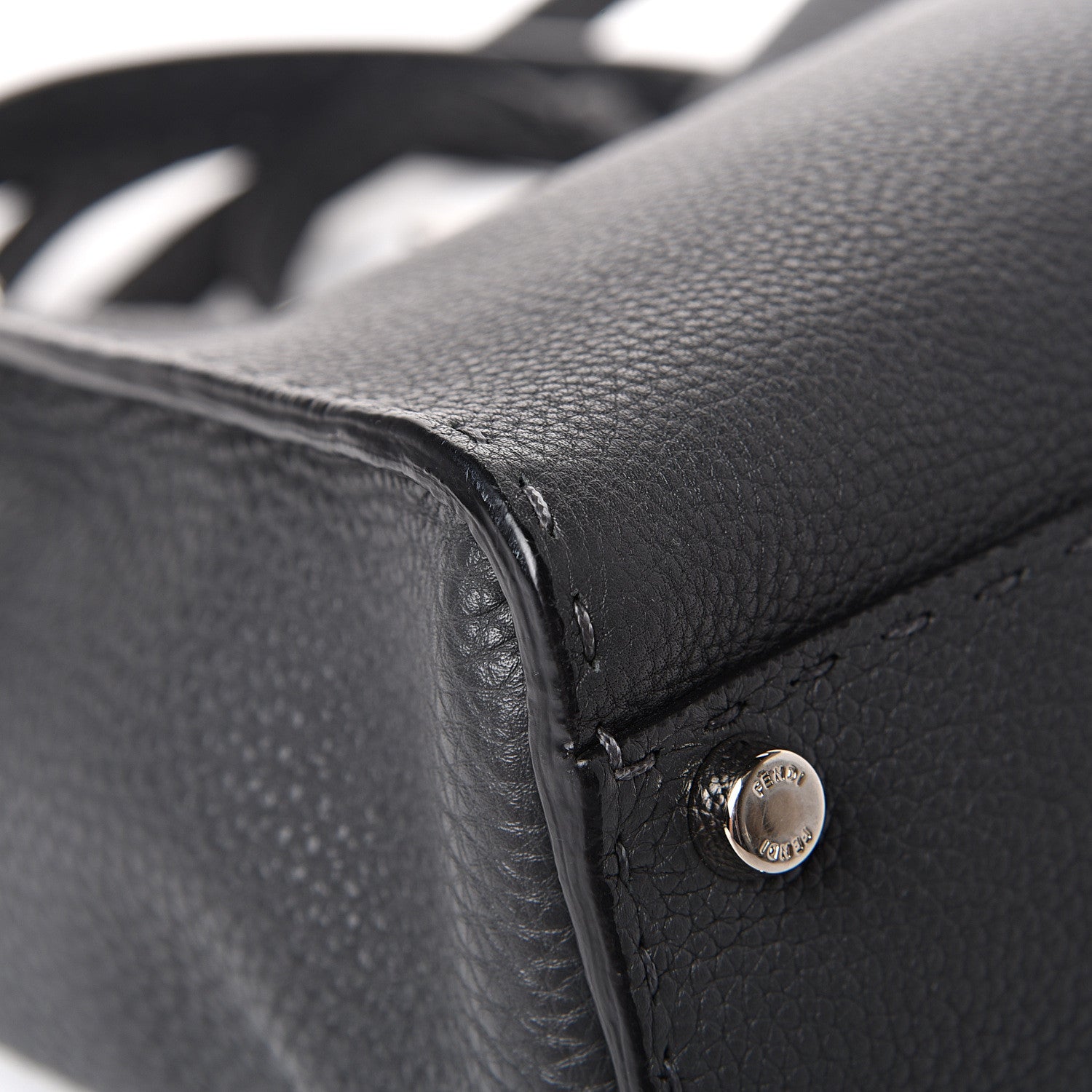 Fendi Cuoio Romano Selleria Bi-Color Medium Peekaboo Iconic Satchel Asfalto Latte 10 of 14