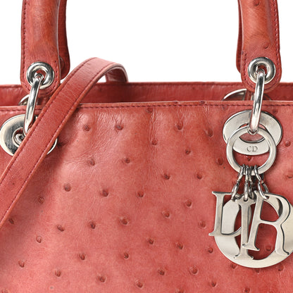 Christian Dior Ostrich Medium Lady Dior Red 7 of 10