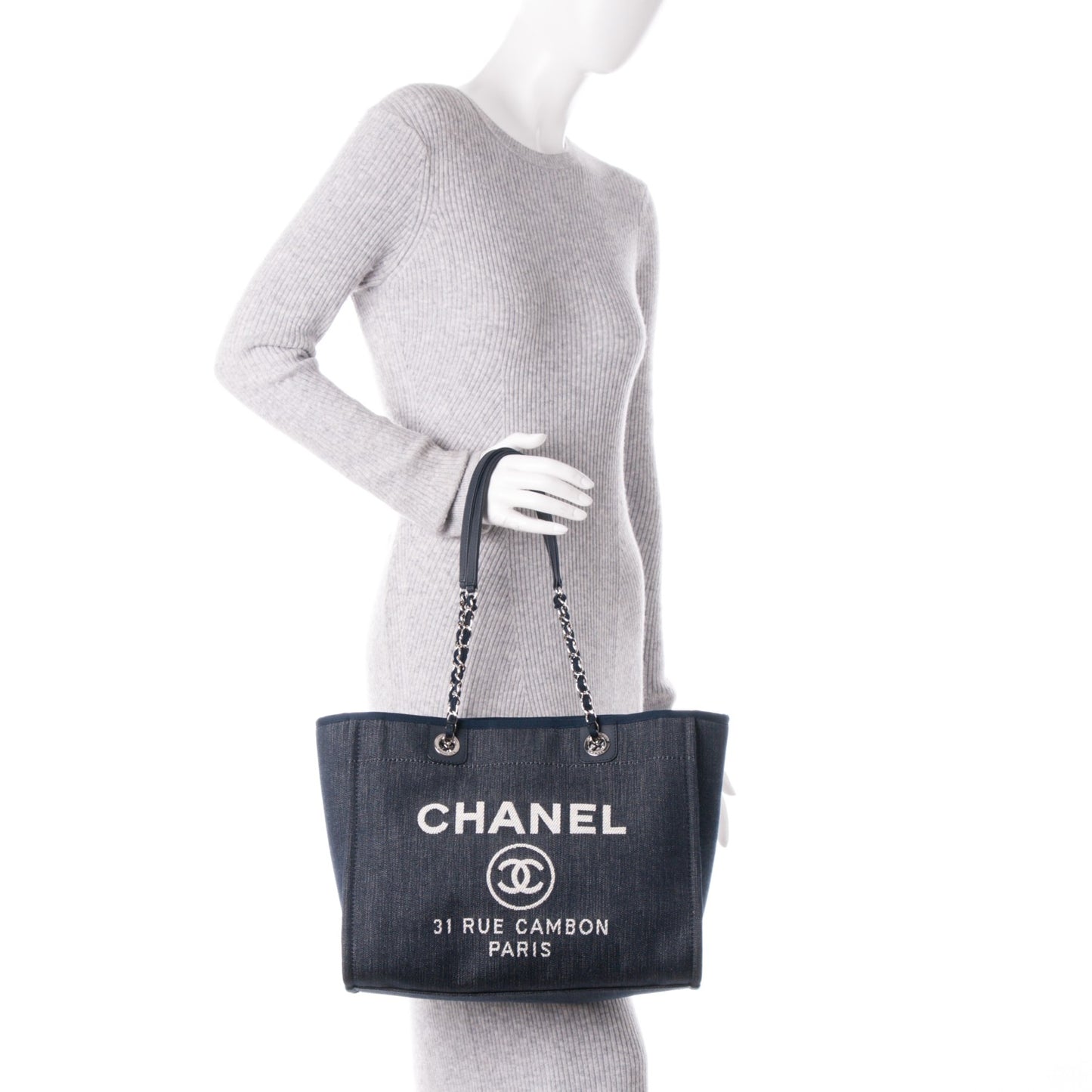 Canvas Small Deauville Tote Dark Blue