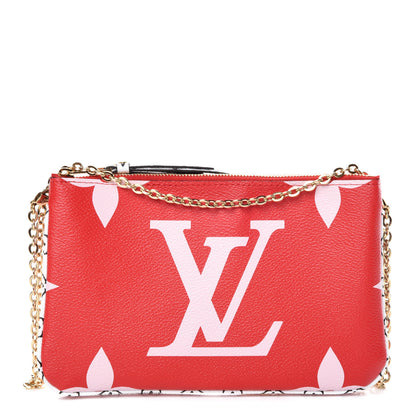 Louis Vuitton Monogram Giant Double Zip Pochette Rouge 1 of 11