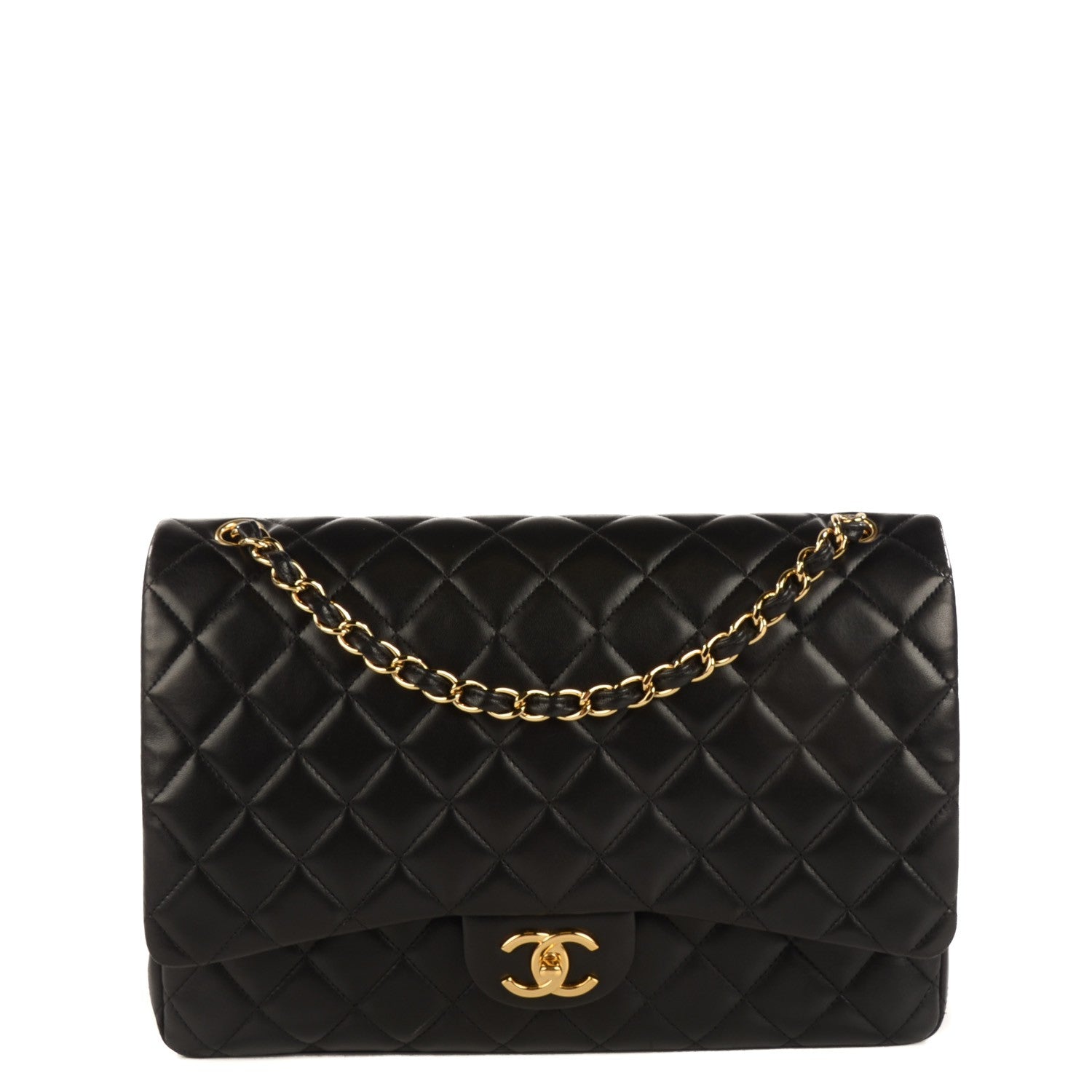 Chanel Lambskin Quilted Maxi Double Flap Black 1 of 9