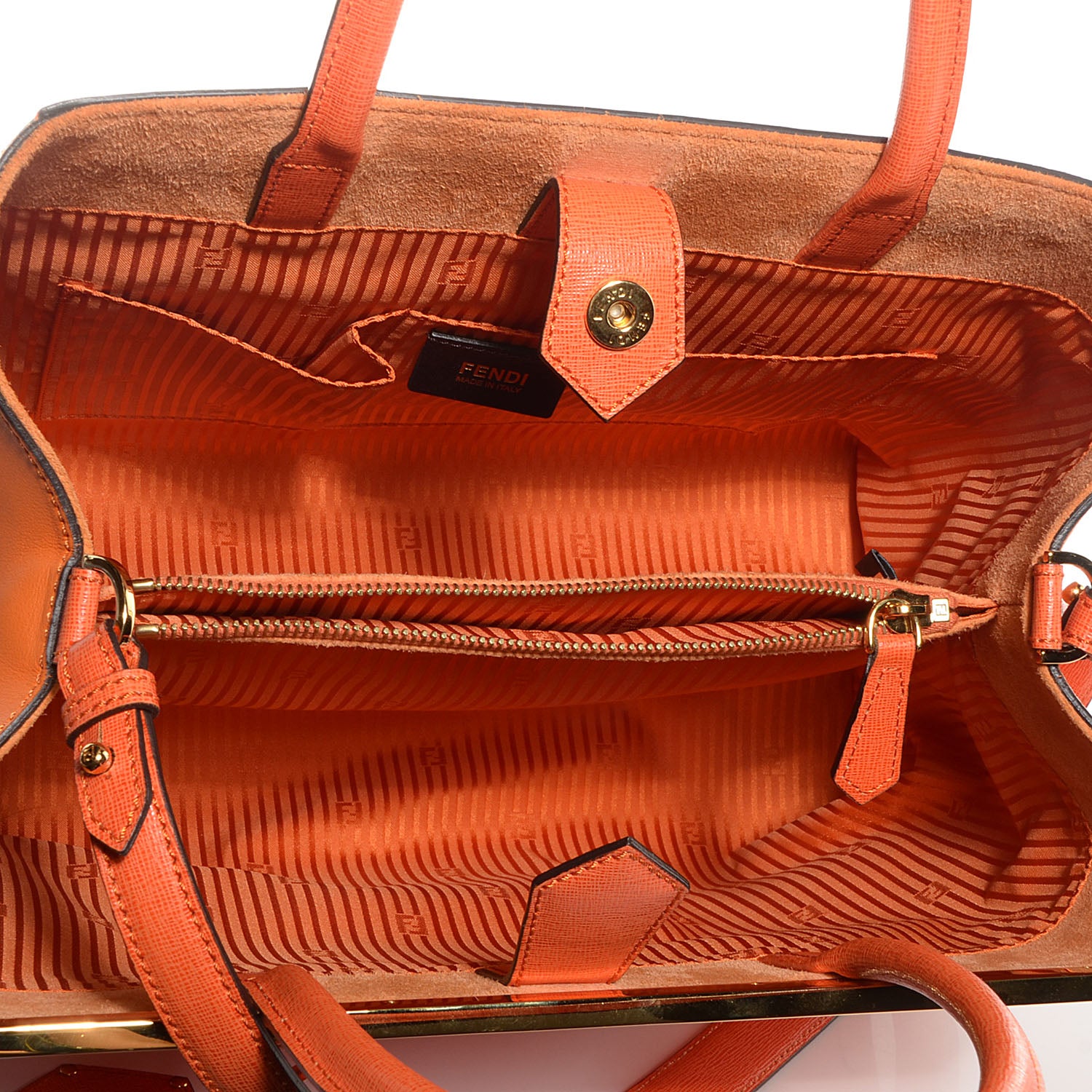 Fendi Vitello Elite Regular 2Jours Tote Arancio 7 of 12