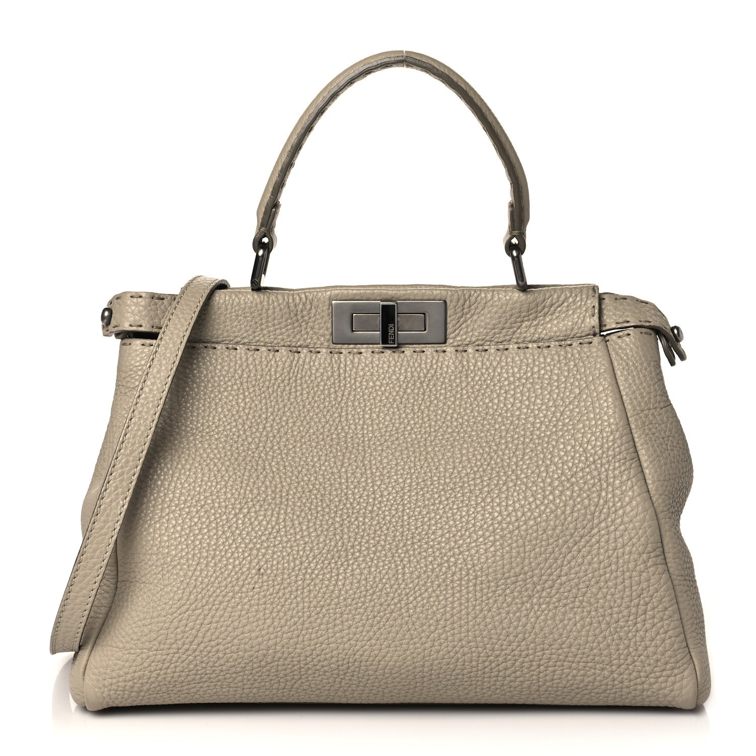 Fendi Cuoio Romano Selleria Medium Peekaboo Iconic Satchel Pietra Nocciola 1 of 10