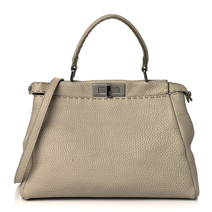 Fendi Cuoio Romano Selleria Medium Peekaboo Iconic Satchel Pietra Nocciola 1 of 10