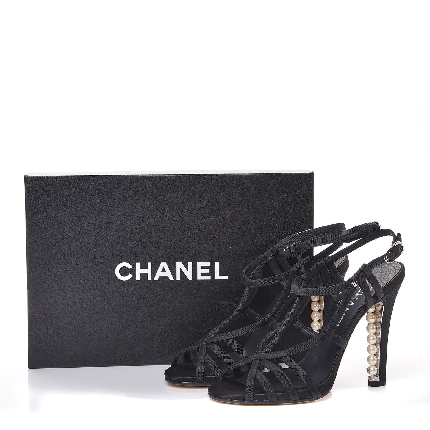 Grosgrain Pearl Sandals 38 Black