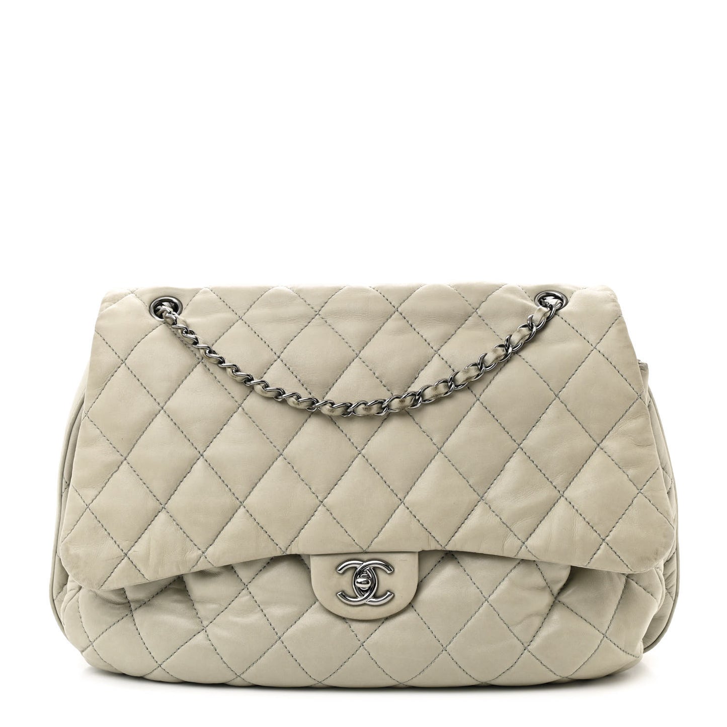 Lambskin Maxi Quilted Chanel 3 Flap Bag Grey