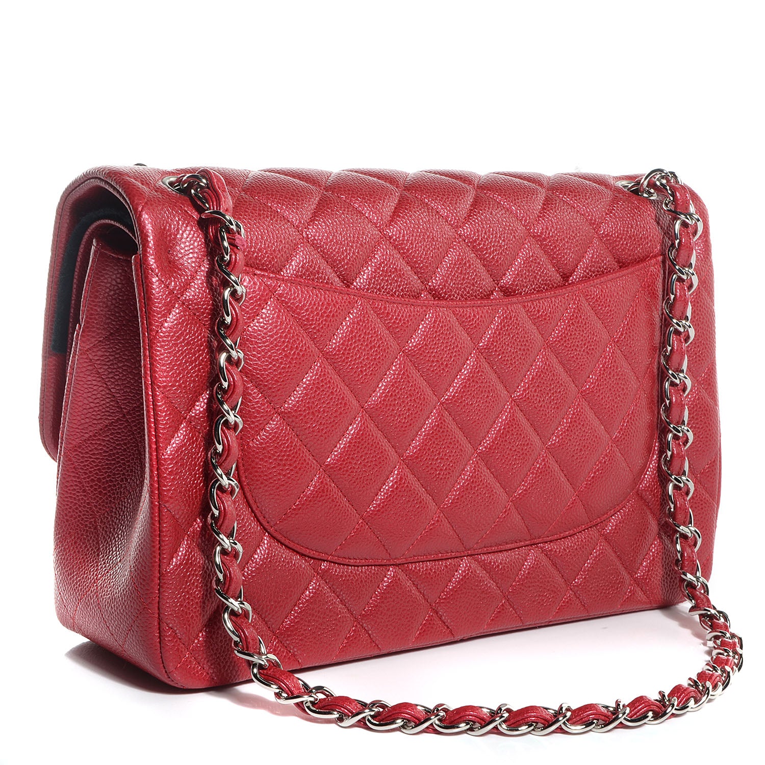 Chanel Pearly Caviar Jumbo Double Flap Dark Pink 3 of 9