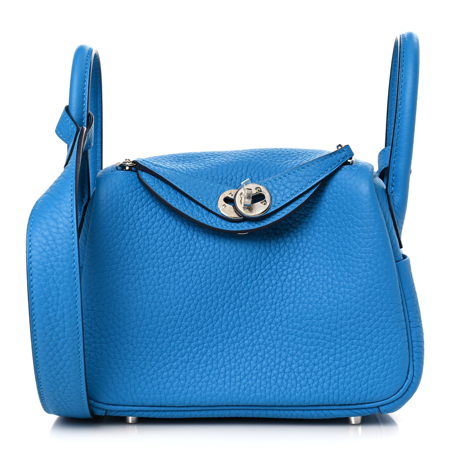 Hermes Taurillon Clemence Mini Lindy 20 Bleu Frida 1 of 11