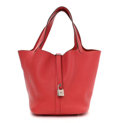 Hermes Taurillon Clemence Picotin Lock 22 MM Geranium 1 of 15
