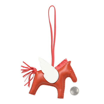 Hermes Milo Lambskin Grigri Rodeo Pegase Horse Bag Charm PM Cornaline Rose Texas White 2 of 4