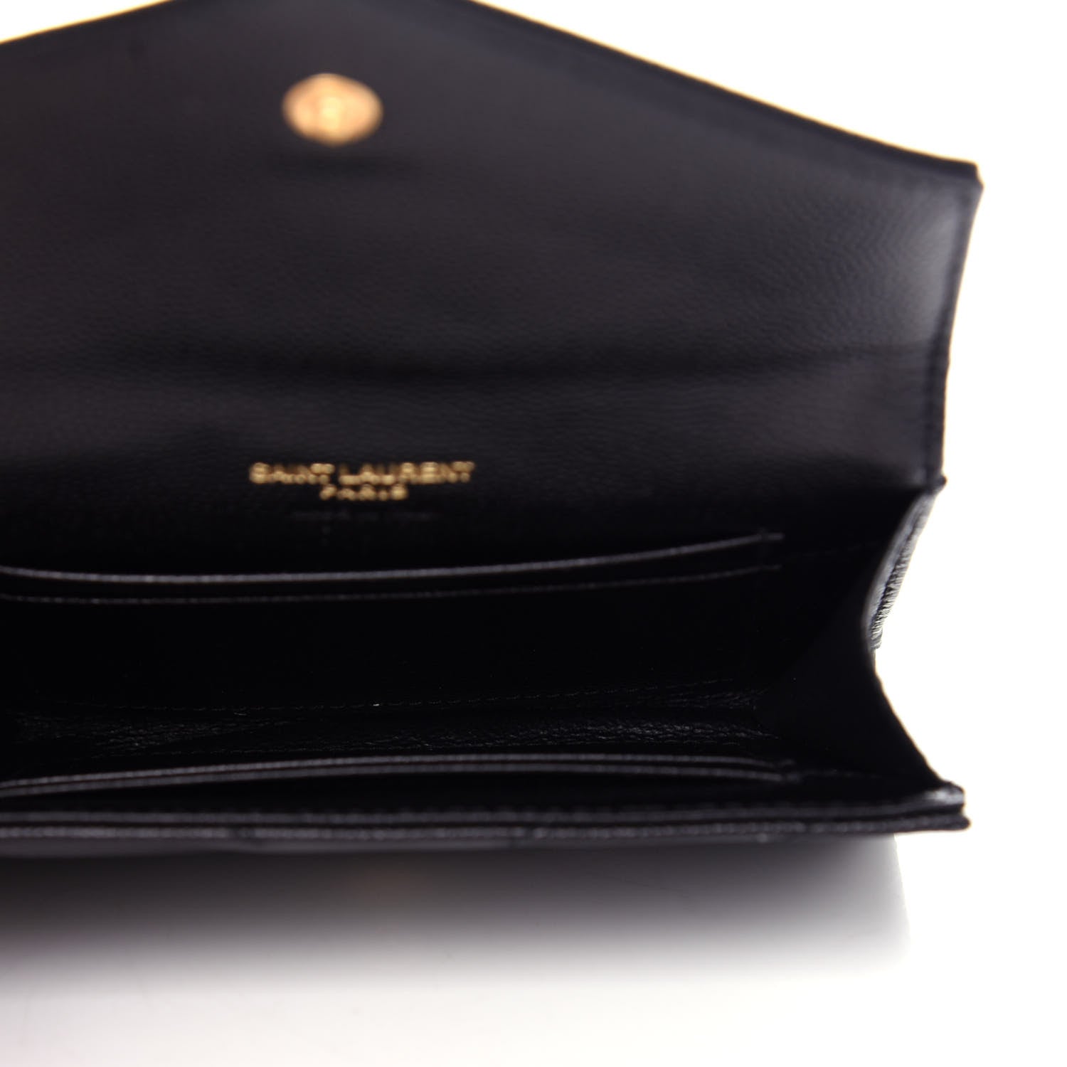 Saint Laurent Grain De Poudre Matelasse Chevron Small Monogram Envelope Wallet Black 5 of 8