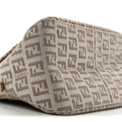 Fendi Metallic Jacquard Zucchino Suede Mini Mama Baguette Cipria Argento Grigio 8 of 13