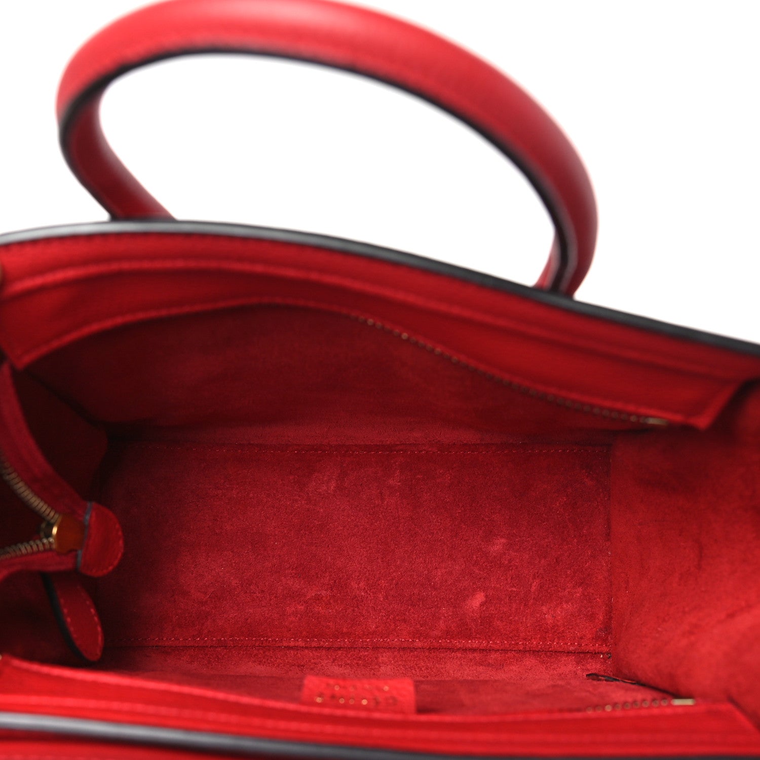 Celine Drummed Calfskin Nano Luggage Red 5 of 10