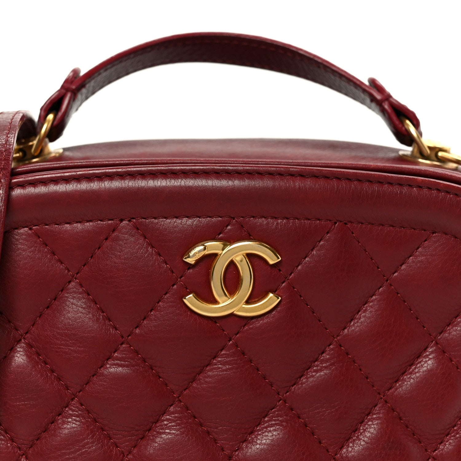Chanel Calfskin Quilted CC Small Vanity Case Dark Red 1861054
