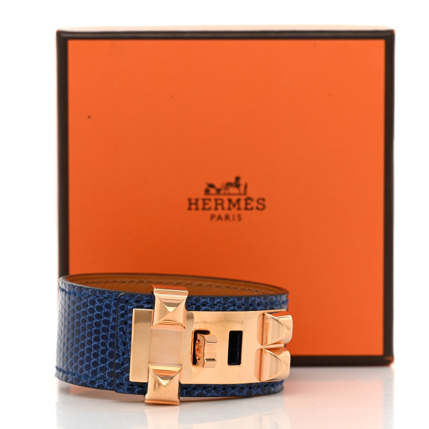 Hermes Lizard Collier de Chien CDC 24 Bracelet T2 Bleu Saphir 7 of 7