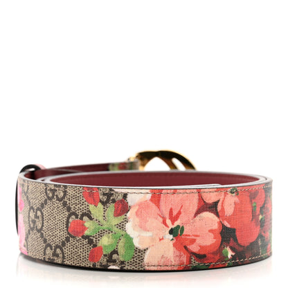Gucci GG Supreme Monogram Blooms Moon Calfskin Interlocking G 37mm Belt 85 34 Beige Ebony Multicolor Dry Rose 2 of 5