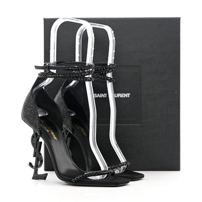Saint Laurent Satin Crystal Opyum Sandals 37.5 Black 10 of 10