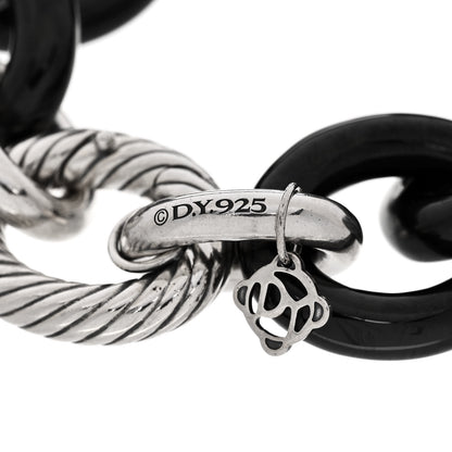 David Yurman Sterling Silver Black Ceramic 18mm Extra Large Oval Link Bracelet 3 of 3
