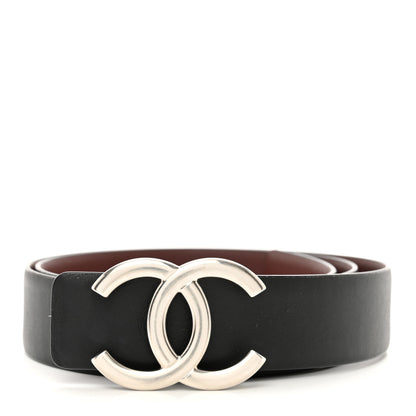 Chanel Calfskin CC Reversible Belt 85 34 Black Burgundy 1 of 4