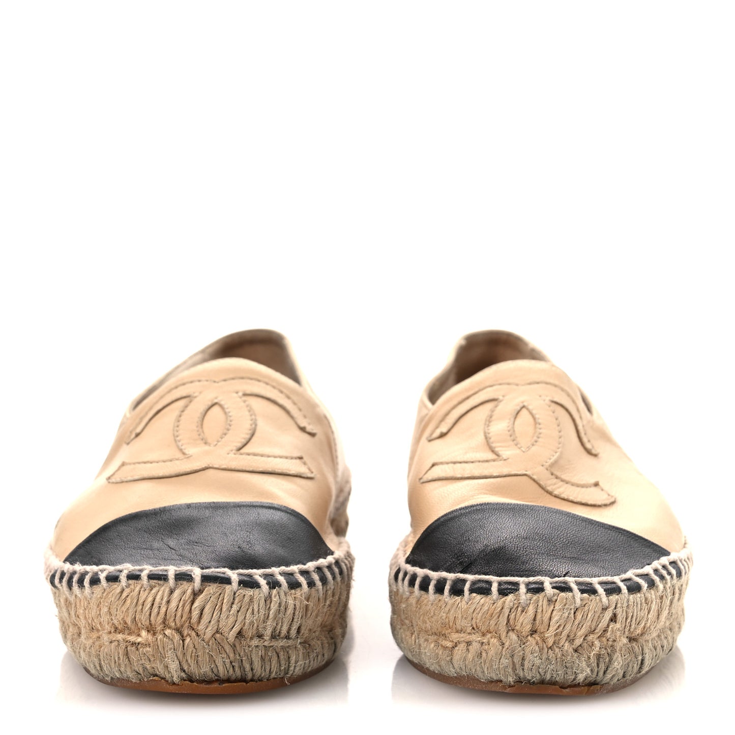 Lambskin CC Espadrilles 37 Beige Black