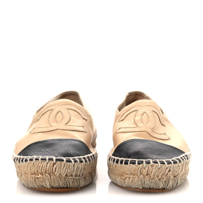 Chanel Lambskin CC Espadrilles 37 Beige Black 3 of 15