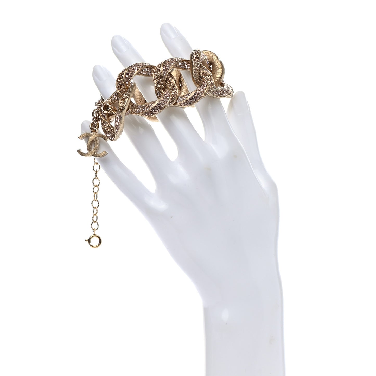 Crystal CC Chain Link Bracelet Pink Gold